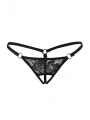 Siyah Dantelli Özel Bölgesi Açık G-String TM1167