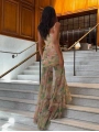 SUZETTE TÜL UZUN ELBİSE ÇİÇEKLİ