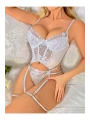 Morliva Transparan Beyaz Dantel İşlemeli Büstiyerli Jartiyer Takımı