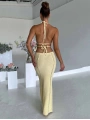 TRİKO UZUN ELBİSE SARI