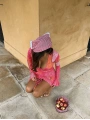 V Yaka Büzgülü Uzun Kol Elbise Pembe