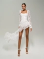 Valeria Dantel Bodysuitli Elbise Beyaz