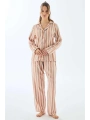 Viscose Çizgili Gömlek Pantolon Pijama Takımı