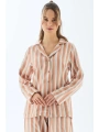 Viscose Çizgili Gömlek Pantolon Pijama Takımı
