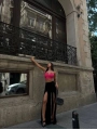 YIRTMAÇLI PANTOLON BALENLİ CROP TAKIM PEMBE