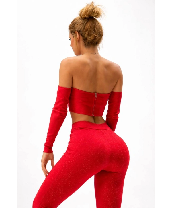 Simli pantolonlu ikili takım