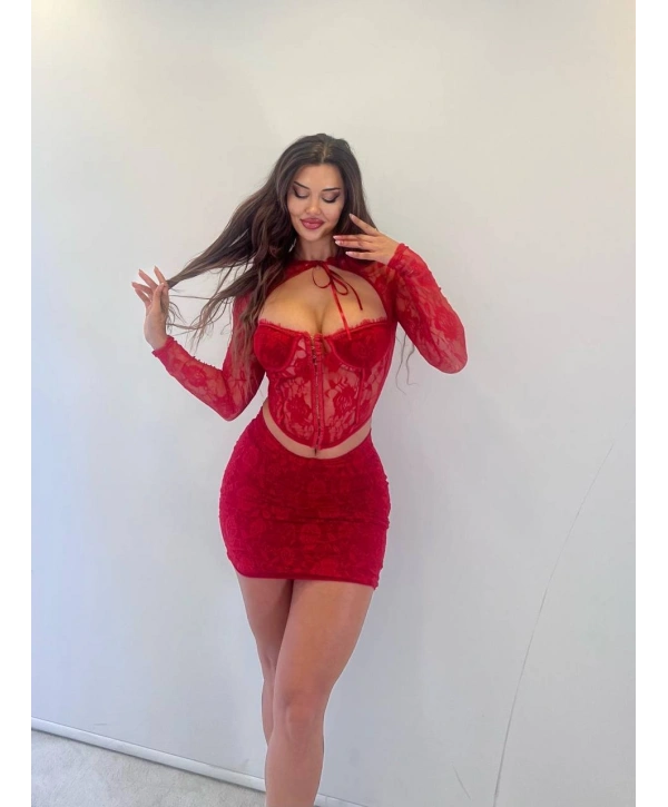 Morliva ithal dantel kumaş 2li takım