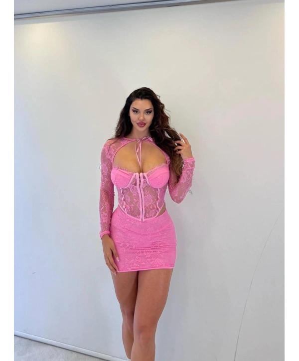 Morliva ithal dantel kumaş 2li takım