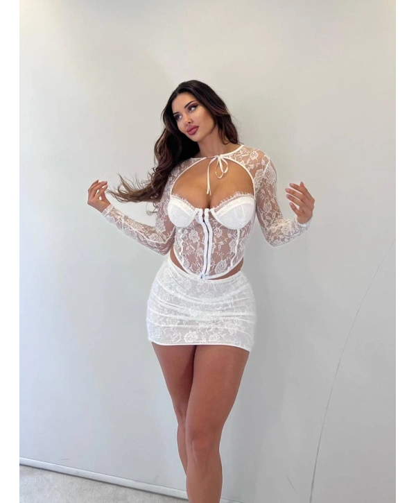 Morliva ithal dantel kumaş 2li takım