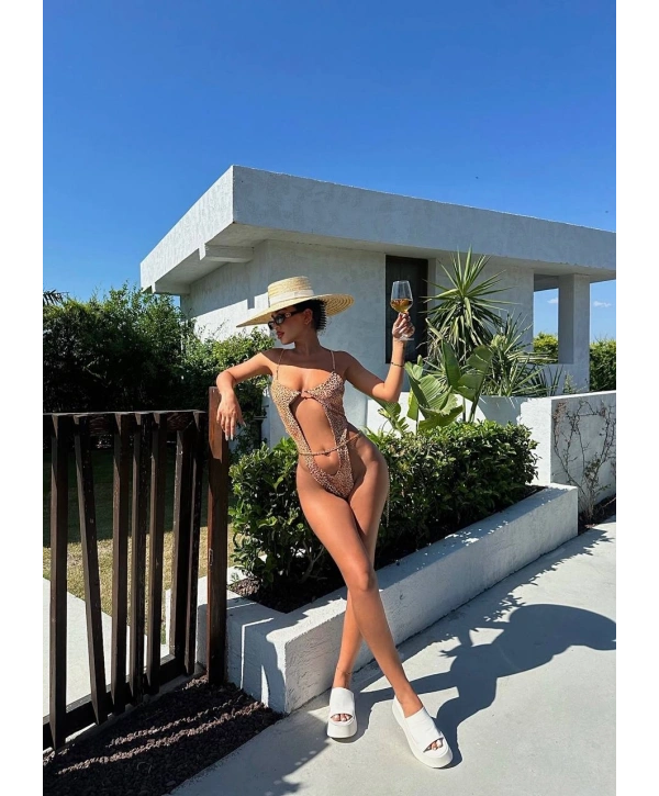 Detaylı model zincirli bikini