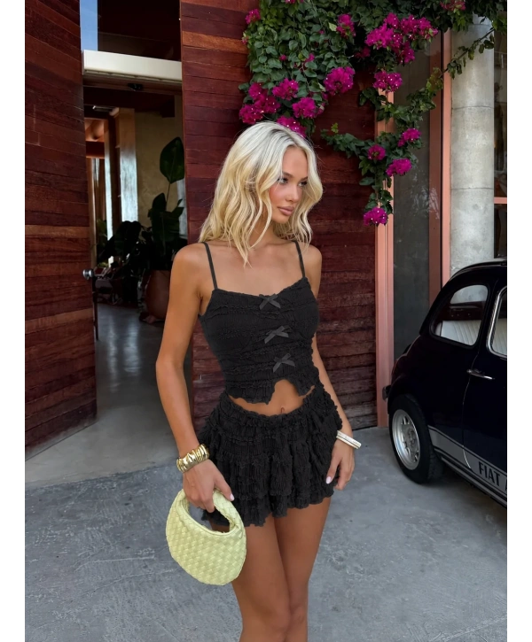 ALYA KURDELE DETAY TAKIM SİYAH