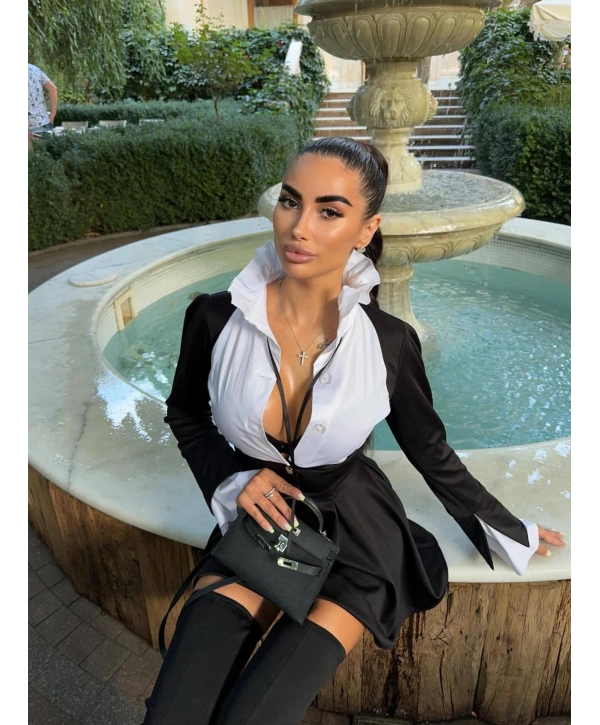 AMANDA GÖMLEK DETAY ELBİSE - (SİYAH) SİYAH