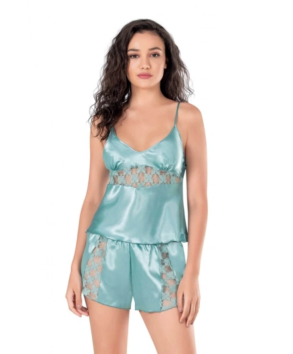 Morliva Aqua Saten Babydoll Şort Takımı
