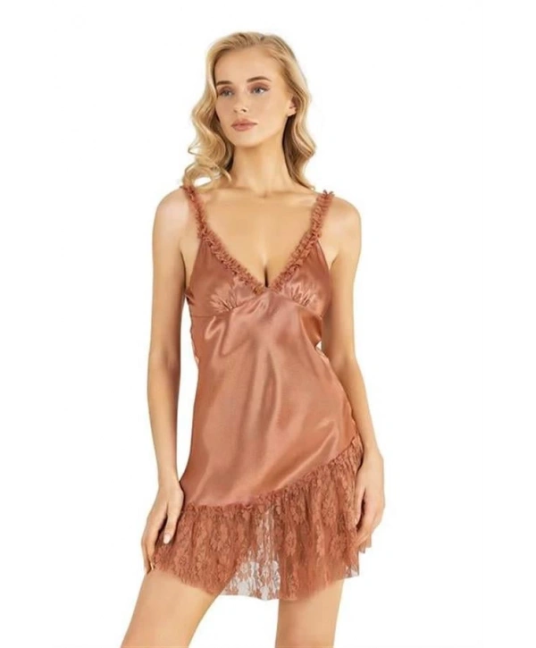 Morliva  Bakır Kısa Saten Gecelik 8238