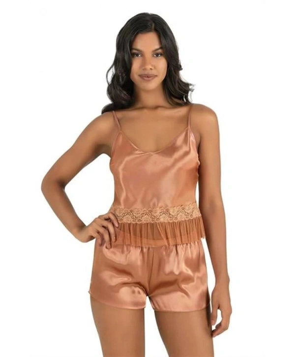 Morliva Bakır Saten Şort Takımı 9209