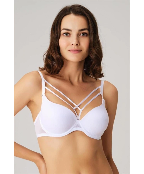 Morliva Balenli Desteksiz Dolgusuz Askıları Çıkabilen Yaka Detaylı T-Shirt Sütyeni