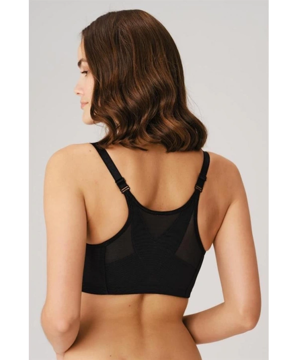 Morliva  Balensiz Desteksiz Dolgusuz Geniş Askılı Toparlayıcı Önden Açılan Sırt Destekli Küçültücü Sütyen Siyah