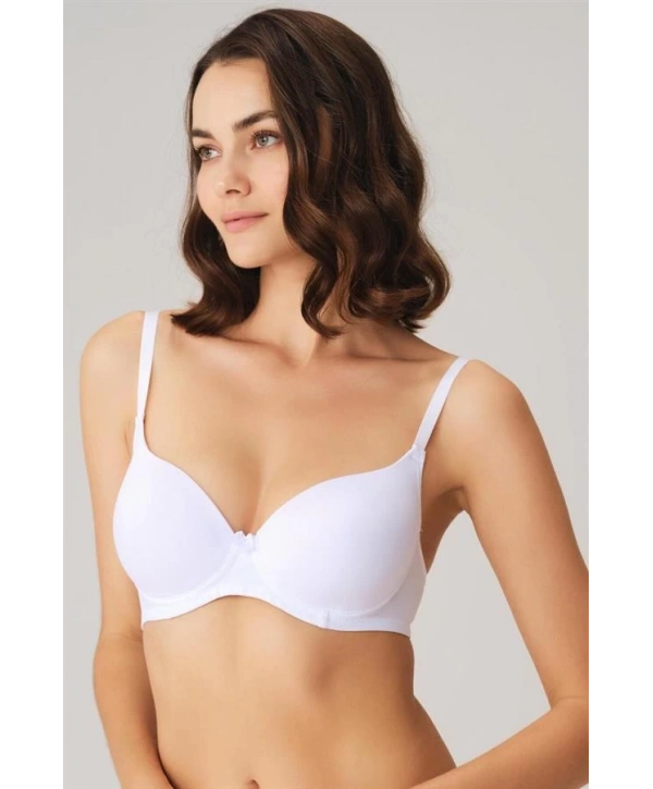 Morliva  Beyaz Balenli Desteksiz Dolgusuz Askıları Çıkabilen Günlük Klasik T-Shirt Sütyeni