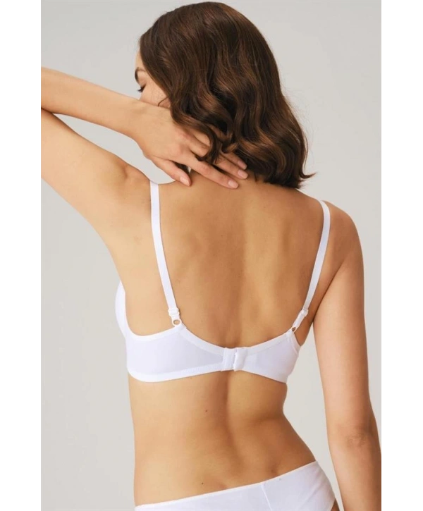 Morliva  Beyaz Balenli Desteksiz Dolgusuz Askıları Çıkabilen Günlük Klasik T-Shirt Sütyeni