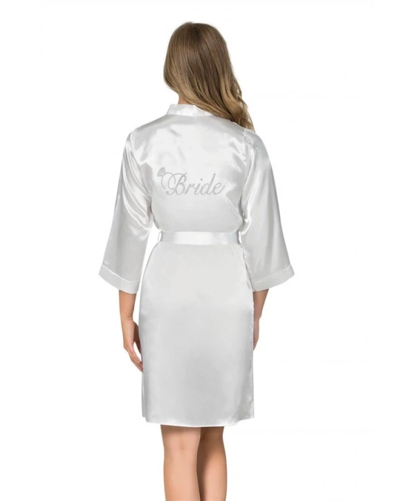 Morliva Beyaz Kısa Saten Bride Sabahlık