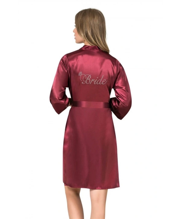 Morliva Bordo Kısa Saten Bride Sabahlık