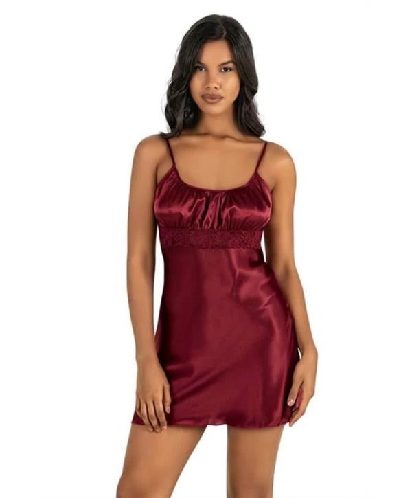 Morliva  Bordo Kısa Saten Gecelik 8208