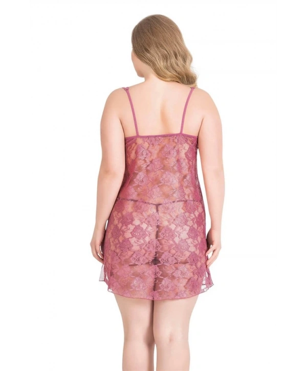 Morliva Büyük Beden Gül Kurusu Kısa Tül Gecelik