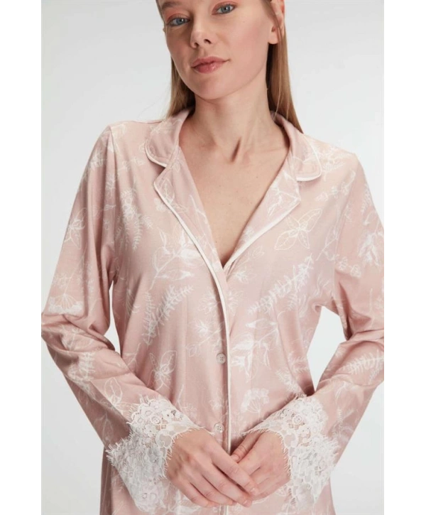 Morliva  Cotton Modal Uzun Kol Gecelik