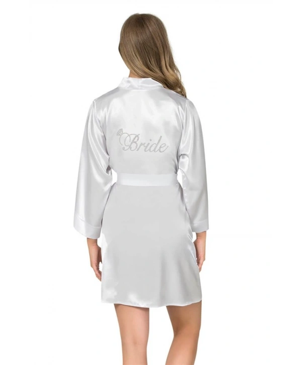 Morliva Ekru Kısa Saten Bride Sabahlık