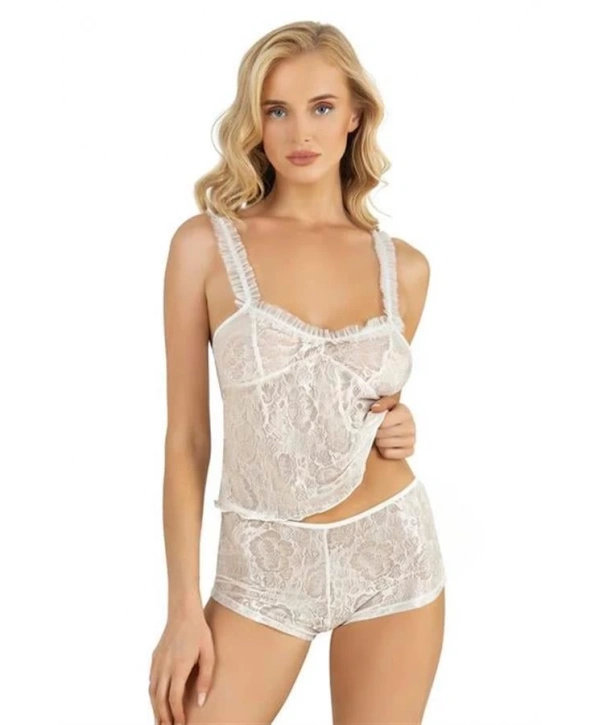 Morliva  Ekru Saten Şort Takımı 9221