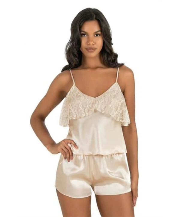 Morliva Fildişi Saten Şort Takımı 9214