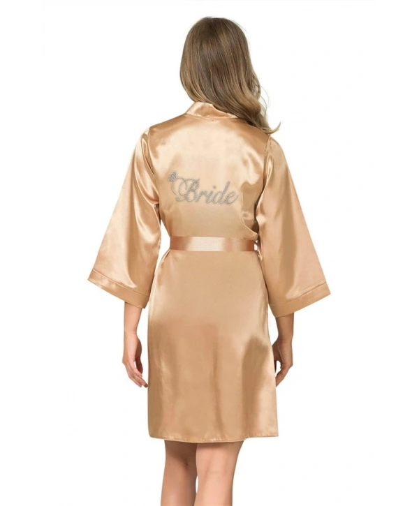 Morliva Gold Kısa Saten Bride Sabahlık