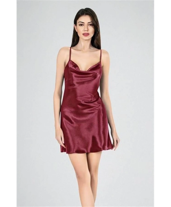 Morliva  Kısa Gecelik Degaje Bordo 7740