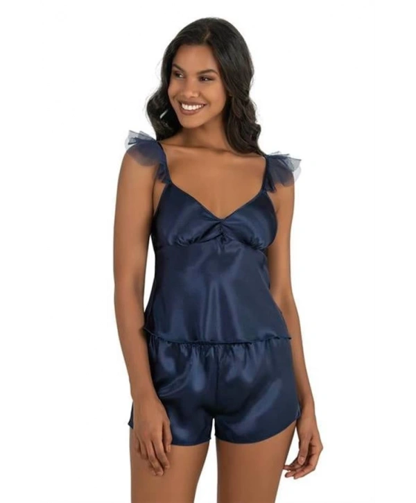 Morliva  Lacivert Saten Şort Takımı 9212