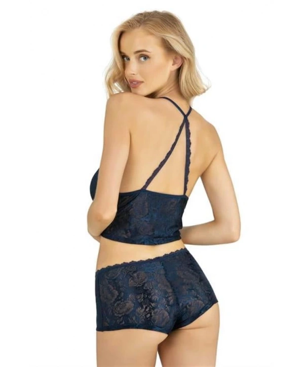 Morliva Lacivert Saten Şort Takımı 9222