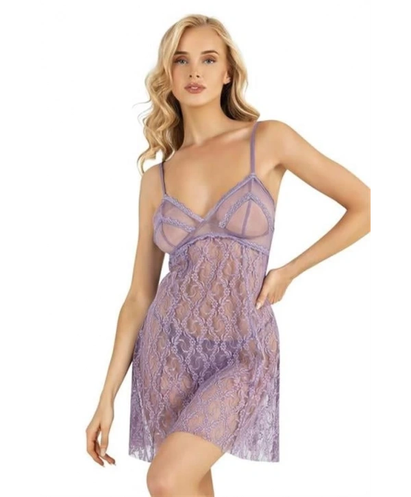 Morliva Lila Kısa Tül Gecelik 4222