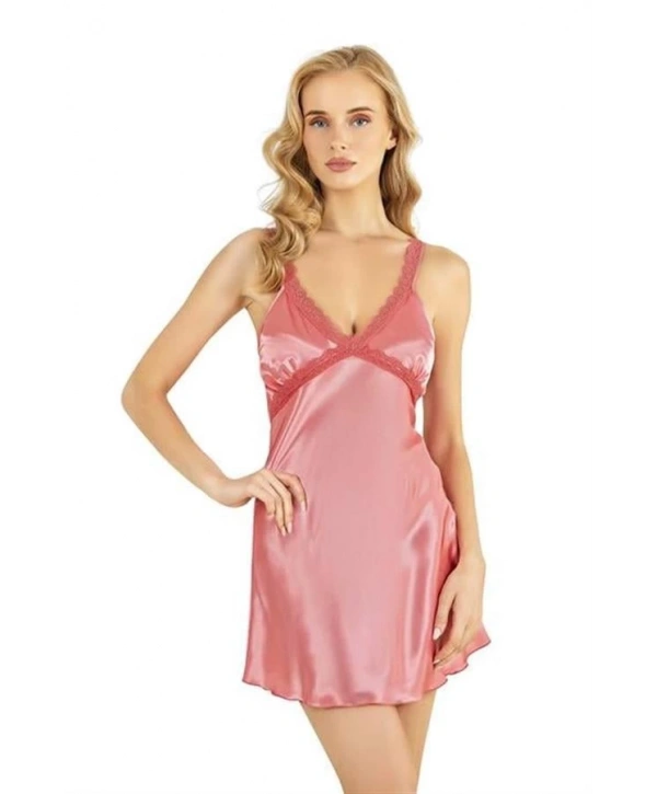 Morliva Mercan Kısa Saten Gecelik 8226