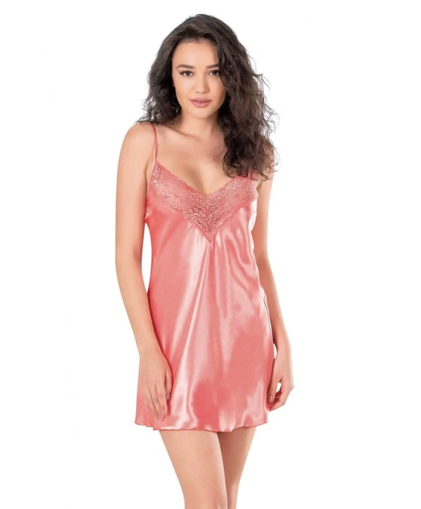 Morliva Mercan Kısa Saten Gecelik