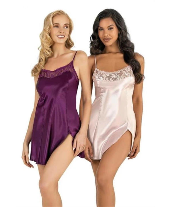 Morliva Mor Kısa Saten Gecelik 8217