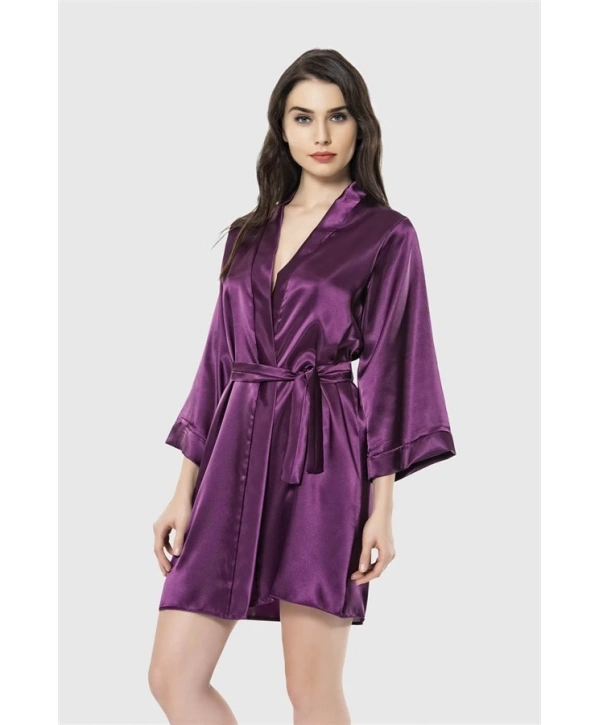 Morliva  Mor Kısa Saten Sabahlık