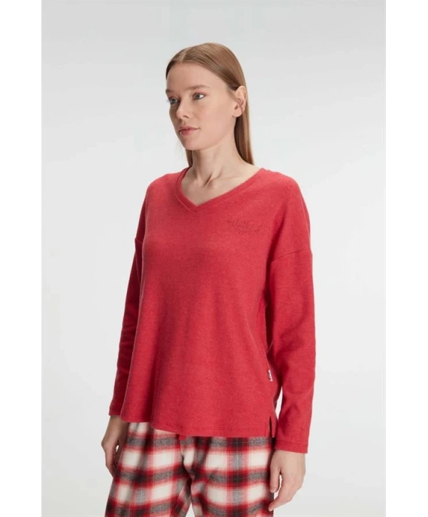 Morliva  Pamuklu Kışlık Kare Desenli Uzun Kol Pijama Takımı