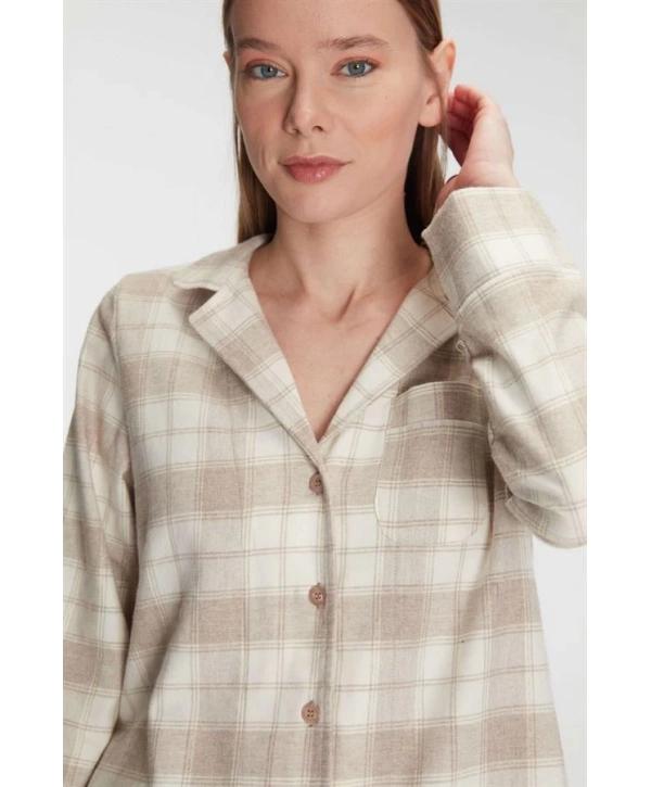 Morliva  Pamuklu Uzun Kol Gömlek Pantolon Pijama Takımı