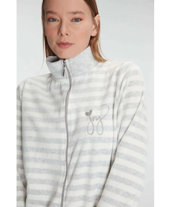 Morliva   Pamuklu Uzun Kollu Fermuarlı Sweatshirt ve Pantolon Takım Pijama Takımı