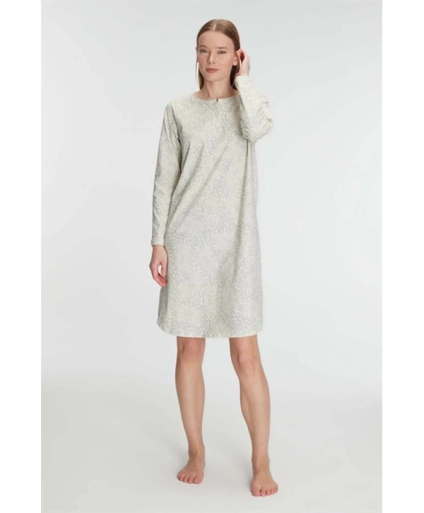 Morliva   Pamuklu Uzun Kollu Gecelik