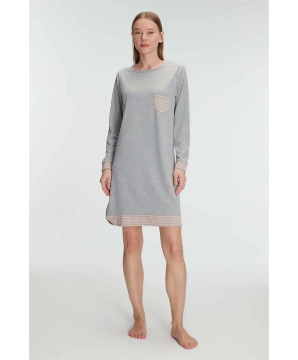 Morliva   Pamuklu Uzun Kollu Gecelik