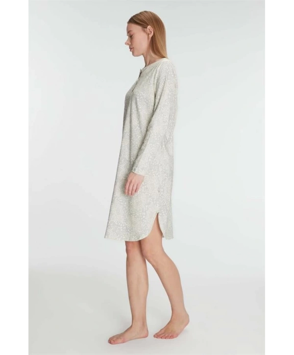 Morliva   Pamuklu Uzun Kollu Gecelik