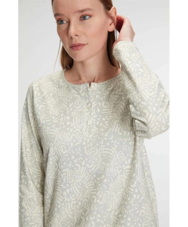 Morliva   Pamuklu Uzun Kollu Gecelik
