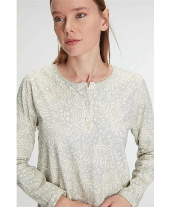 Morliva   Pamuklu Uzun Kollu Gecelik