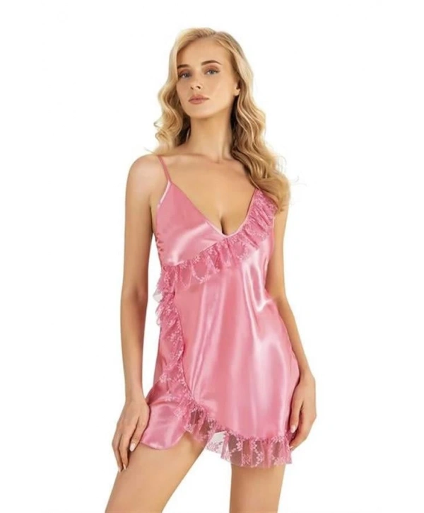 Morliva  Pembe Kısa Saten Gecelik 8229