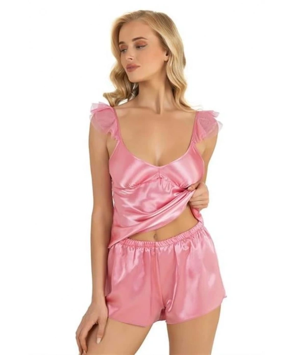 Morliva  Pembe Saten Şort Takımı 9212